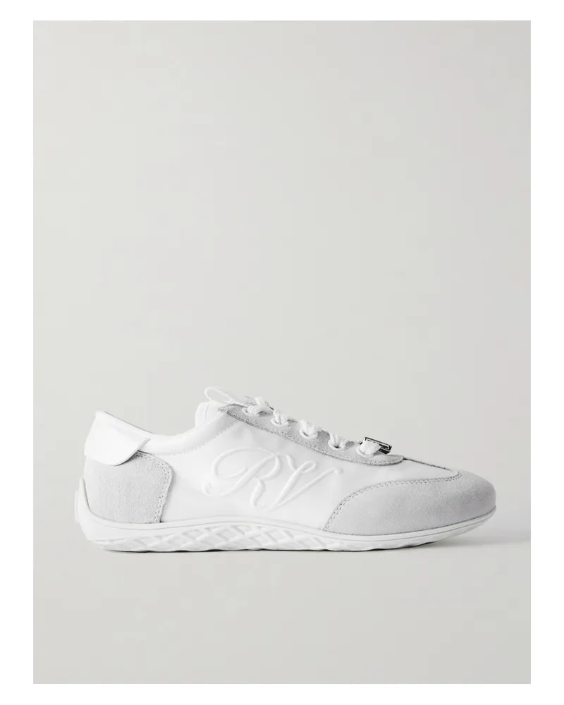 Roger Vivier Viv Low Sneakers Aus Leder Mit Velourslederbesätzen Und Stickerei - Weiß Weiß