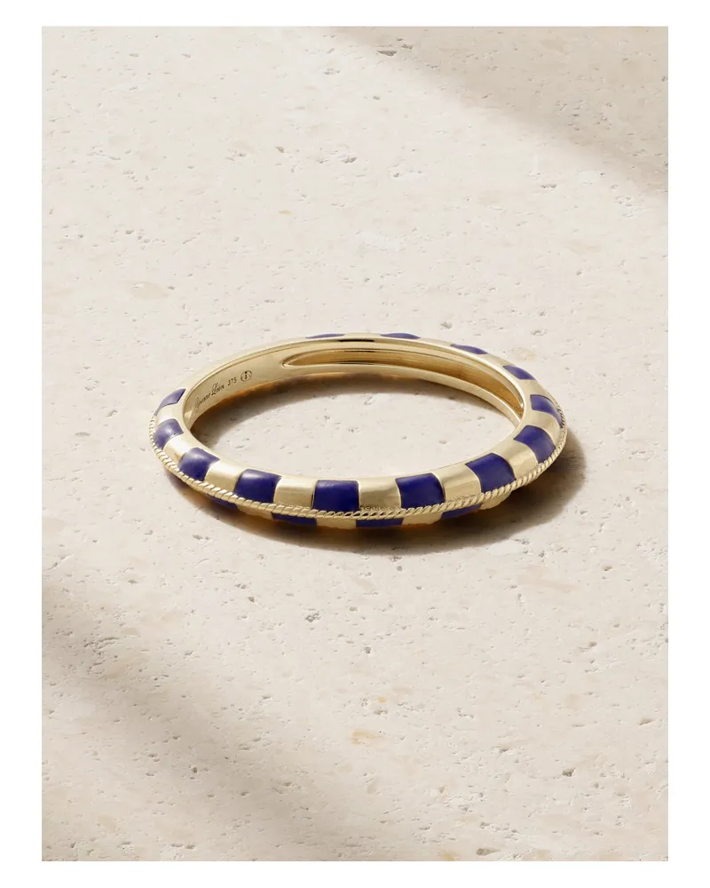 Yvonne Léon Nano Alliance 9-karat Gold And Enamel Ring - Blue Blue