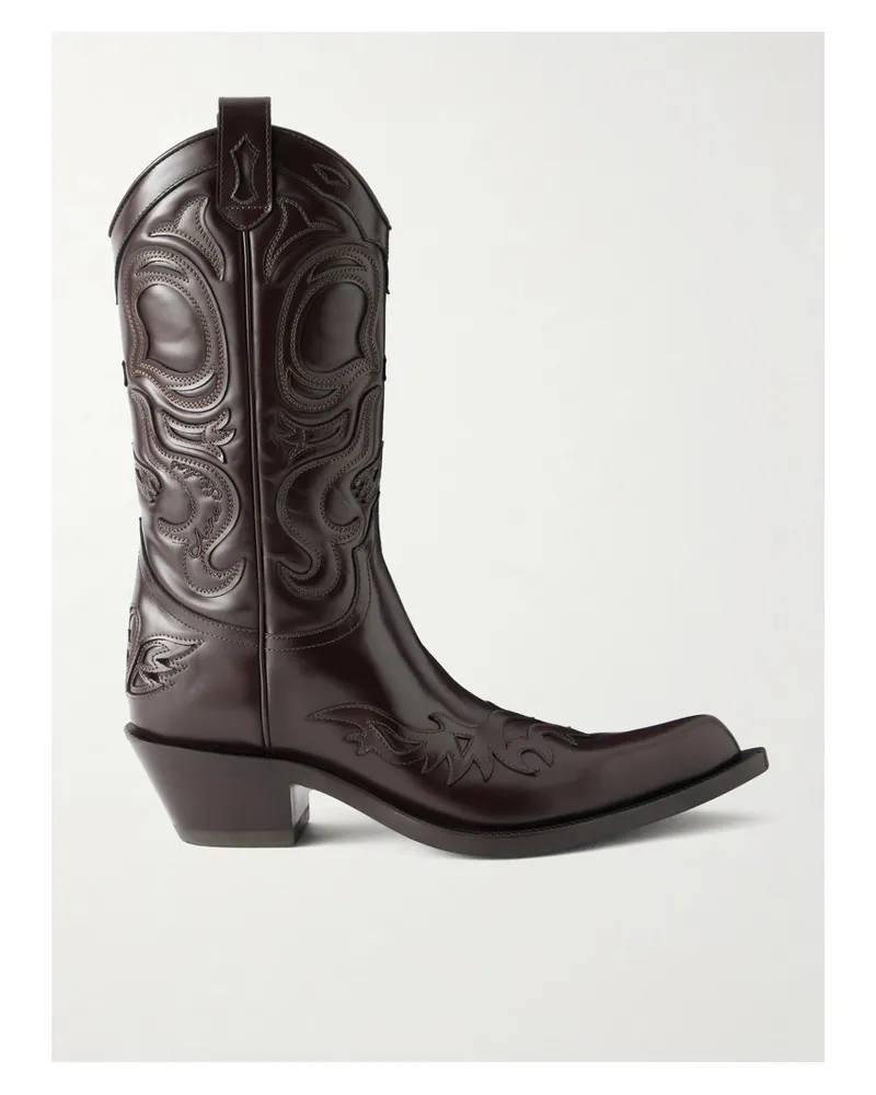 Acne Studios Leather Ankle Cowboy Boots - Brown Brown