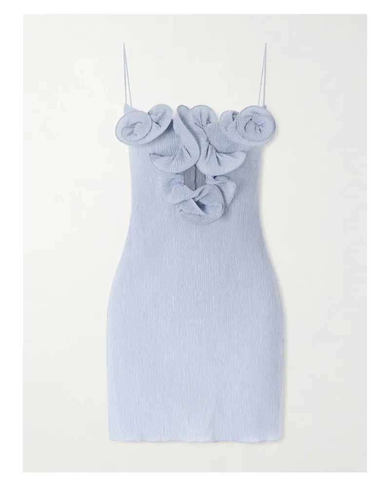 Magda Butrym Embellished Textured Lyocell-blend Mini Dress - Blue Blue