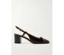 Vlogo 65 Tasseled Two-tone Leather Slingback Pumps - Black