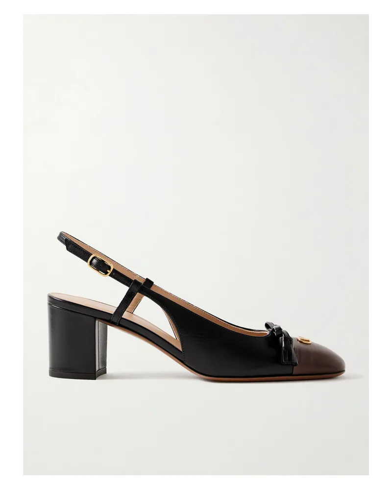 Valentino Garavani Vlogo 65 Tasseled Two-tone Leather Slingback Pumps - Black Black