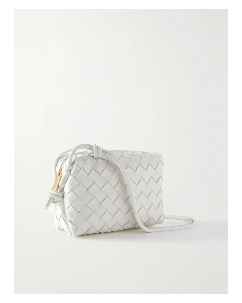 Bottega Veneta Loop Mini Intrecciato Leather Shoulder Bag - White White
