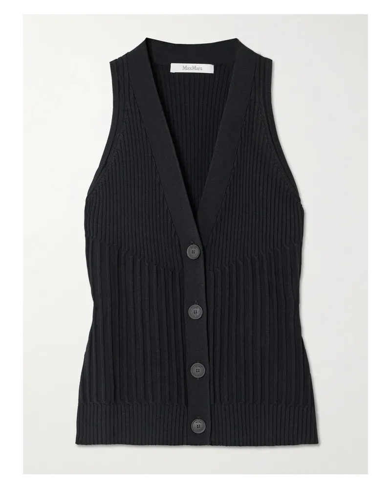Max Mara Bimba Weste Aus Einer Gerippten Baumwollmischung - Schwarz Schwarz