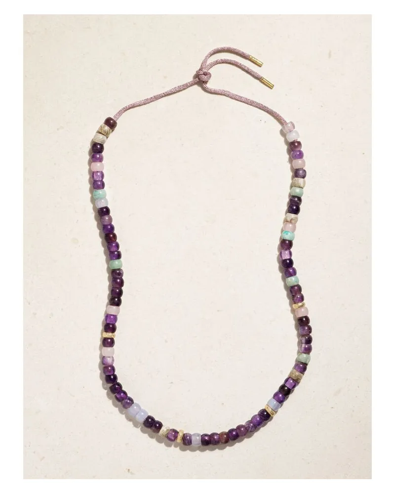 Carolina Bucci Forte Beads Big Sur Kette Aus Lurex® Mit Details Aus 18 Karat Gold Und Mehreren Steinen - Lila Lila