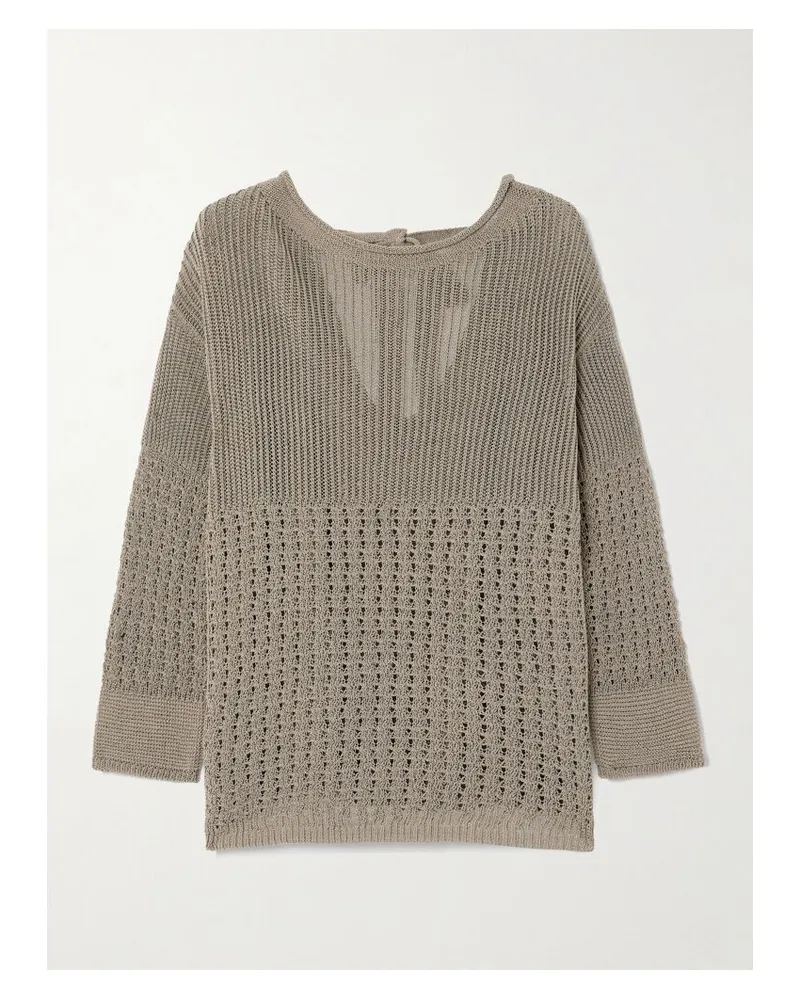 Max Mara Paggi Pullover Aus Einer Gehäkelten Baumwollmischung - Neutral Neutral