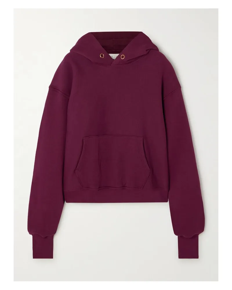 LES TIEN Verkürzter Hoodie Aus Baumwoll-jersey - Burgunder Burgunder