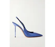 Lidia Mirrored-leather Slingback Pumps - Blue