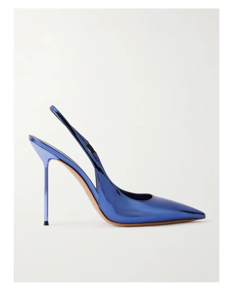 Paris Texas Lidia Mirrored-leather Slingback Pumps - Blue Blue