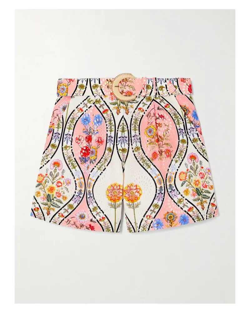 Borgo De Nor Gwen Shorts Aus Bedruckter Baumwolle Mit Lochstickerei - Pink Pink