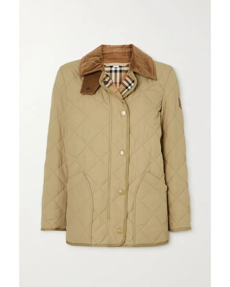 Burberry Jacke Aus Gestepptem Shell Mit Besätzen Aus Cord Und Leder - Neutral Neutral