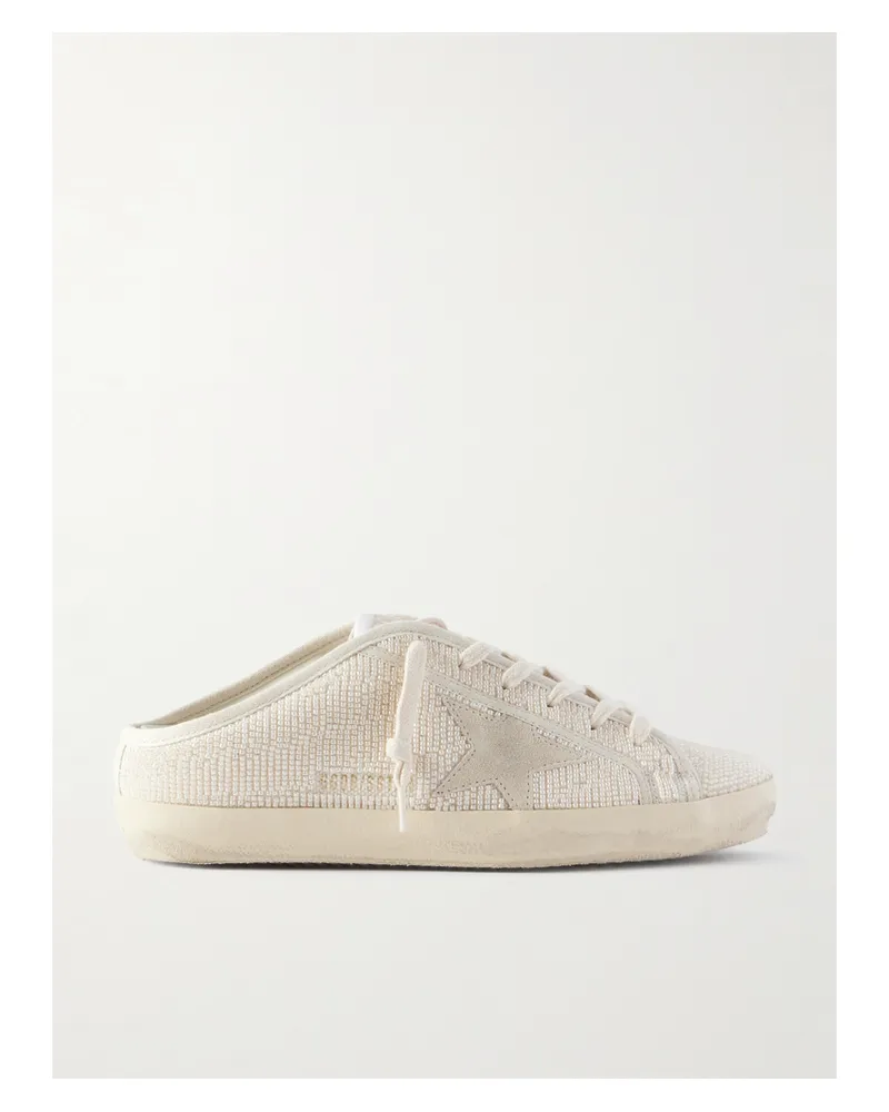Golden Goose Super-star Sabot Slip-ons Aus Canvas Mit Zierperlen Und Velourslederbesätzen - Creme Creme