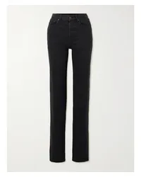 Saint Laurent Hoch Sitzende Jeans mit Schmalem Bein Schwarz