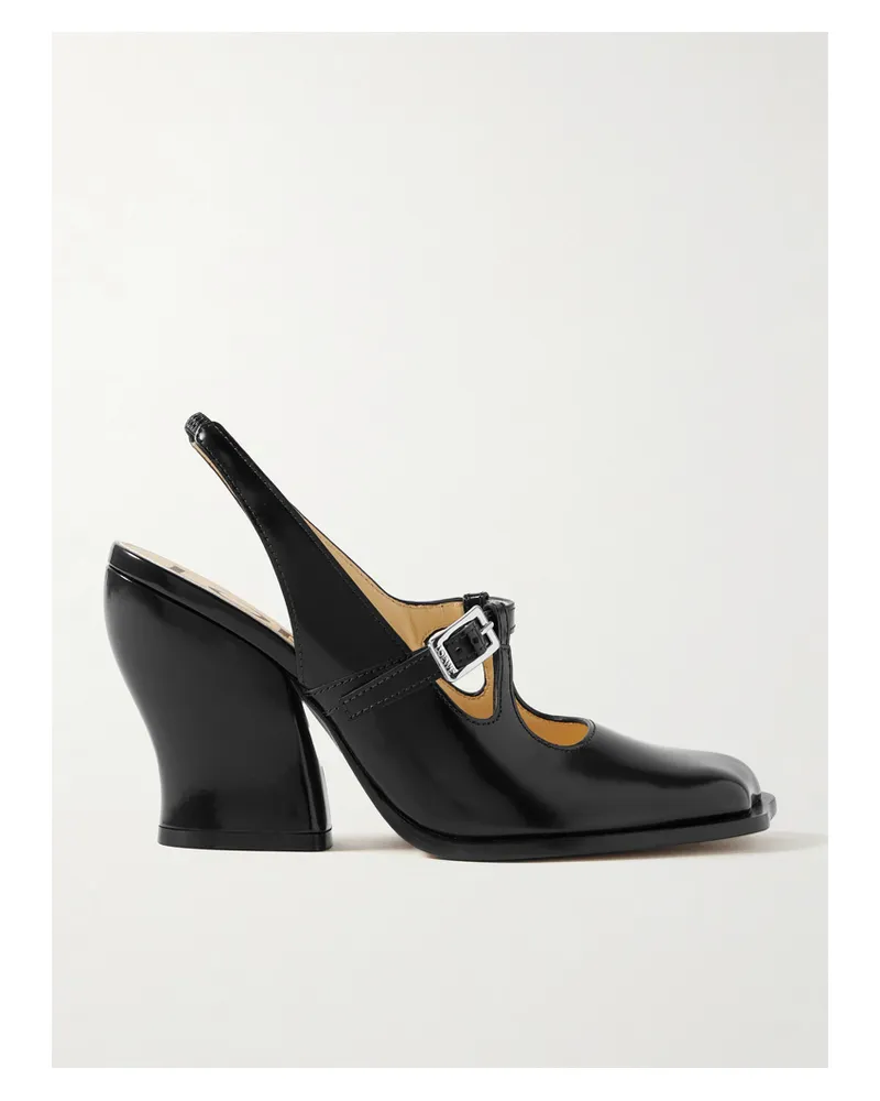 Loewe Onda Slingback-pumps Aus Glanzleder Mit Cut-outs - Schwarz Schwarz