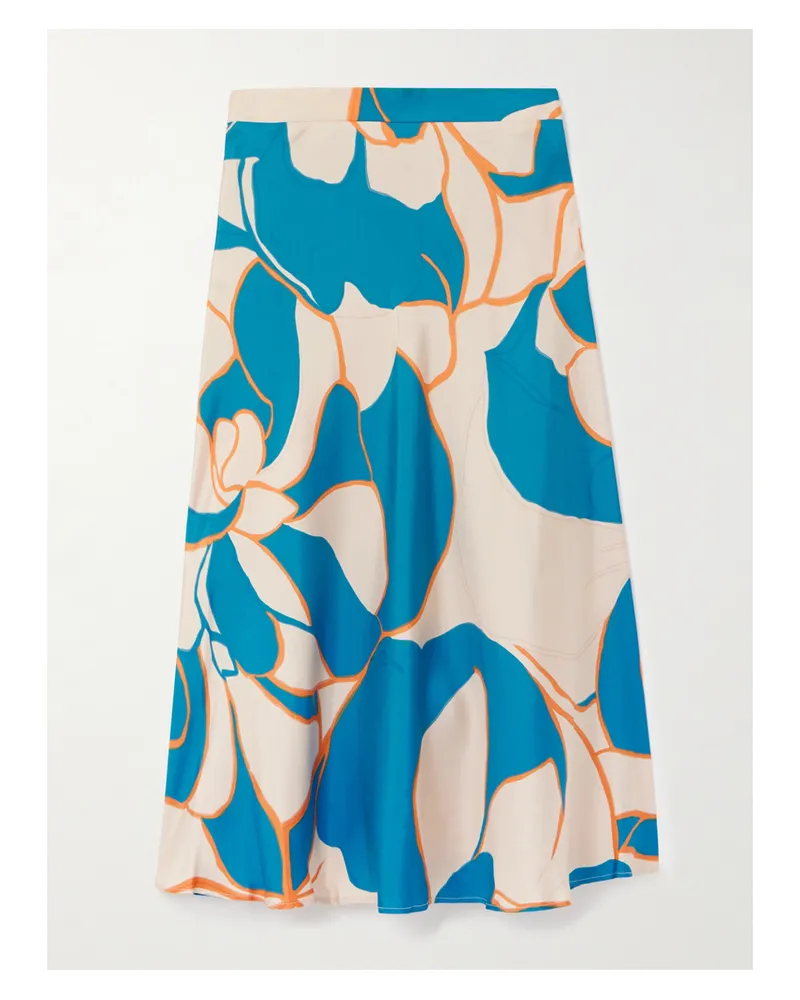 La DoubleJ Mother Lungomare Midirock Aus Bedrucktem Seiden-twill - Blau Blau