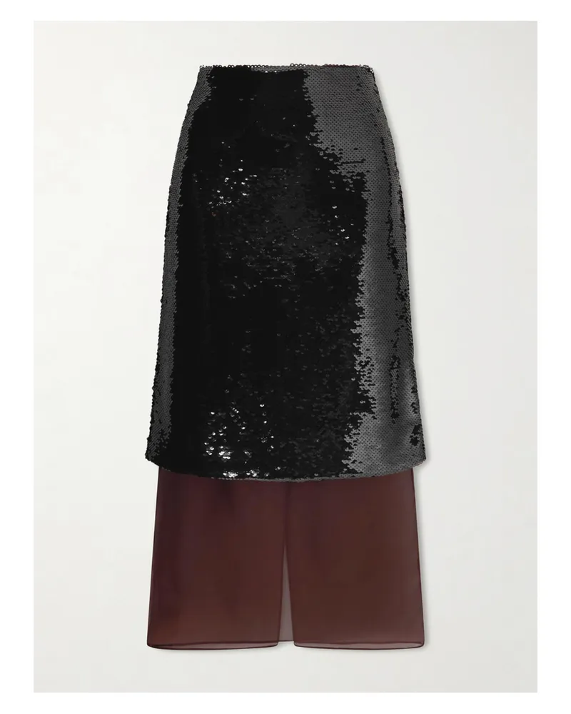 Esse Studios Luminessa Sequined Organza Maxi Skirt - Brown Brown