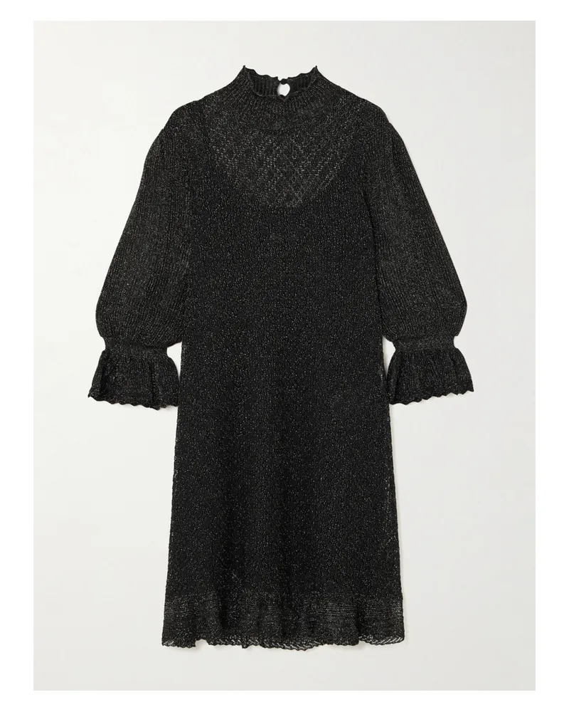 Chloé Midikleid Aus Metallic-strick Mit Raffungen - Schwarz Schwarz