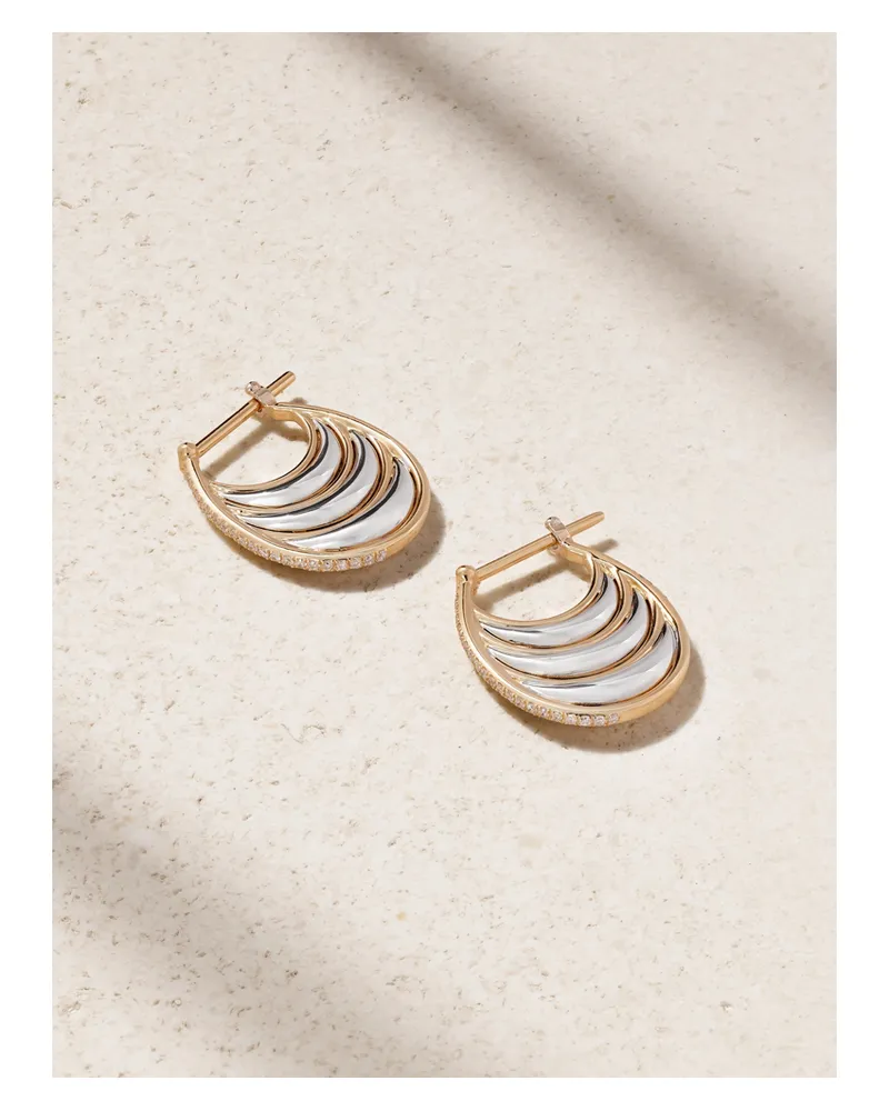 L’Atelier Nawbar Triple Bloop Moo Ohrringe Aus 18 Karat Gelb- Und Weißgold Mit Diamanten Gold