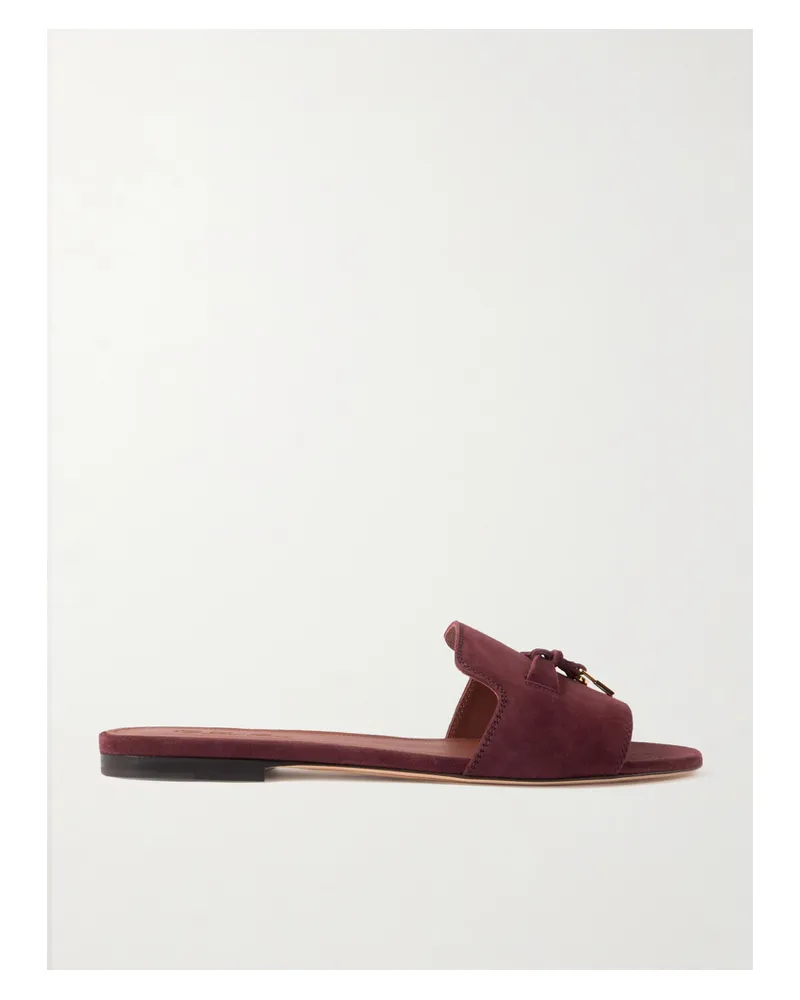 Loro Piana Summer Charms Pantoletten Aus Veloursleder - Burgunder Burgunder