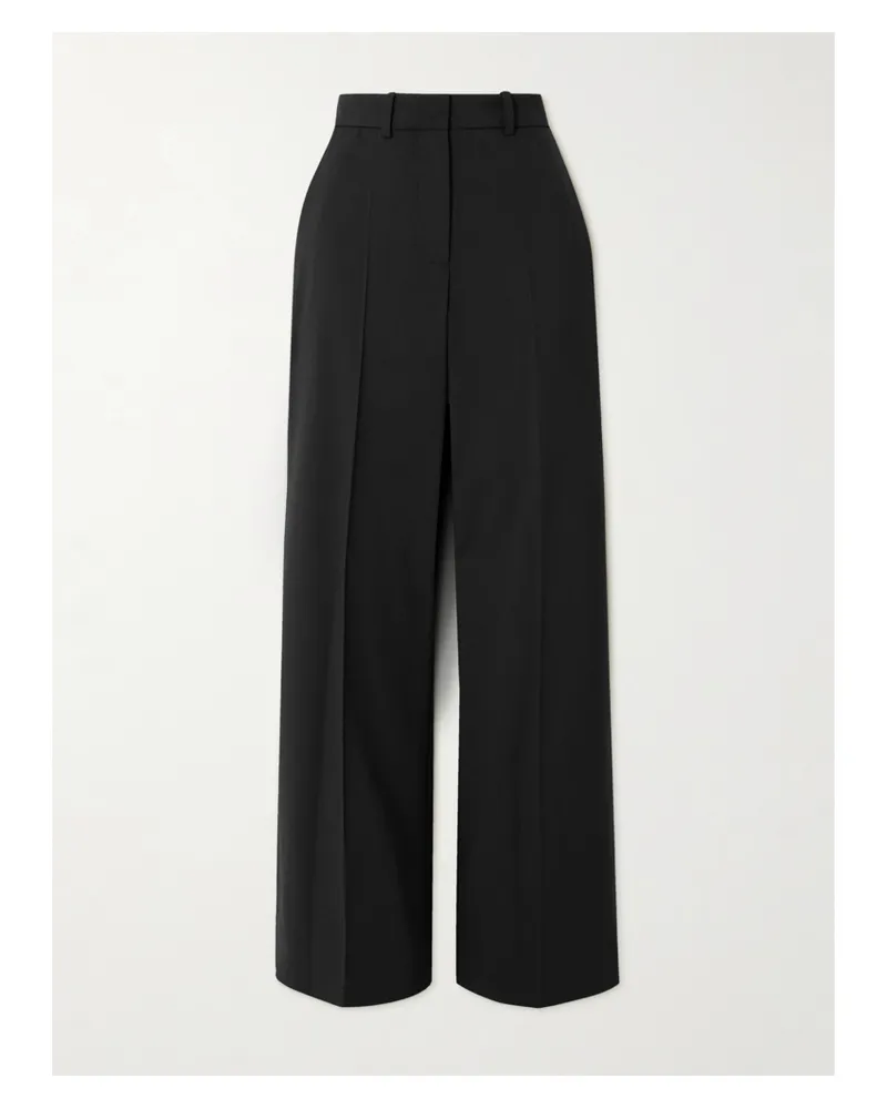 Joseph Morissey Pleated Stretch-wool Twill Straight-leg Pants - Black Black