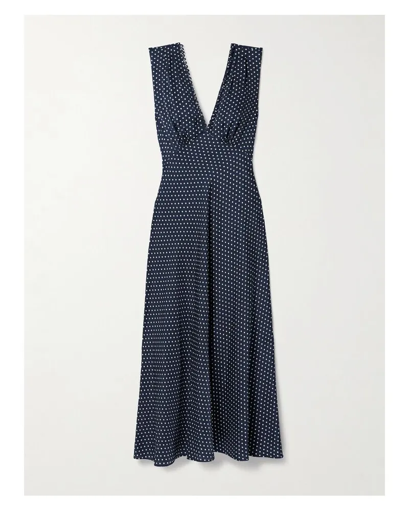 DÔEN Tahlia Midikleid Aus Twill Aus Einer Seidenmischung Mit Punkten Und Bindegürtel - Blau Blau