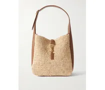 Le 5 À 7 Bea Small Leather-trimmed Raffia Shoulder Bag - Neutrals