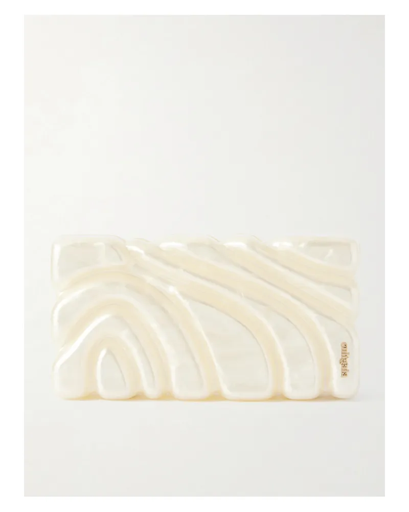 Cult Gaia Aura Embellished Acrylic Clutch - Neutrals Neutrals