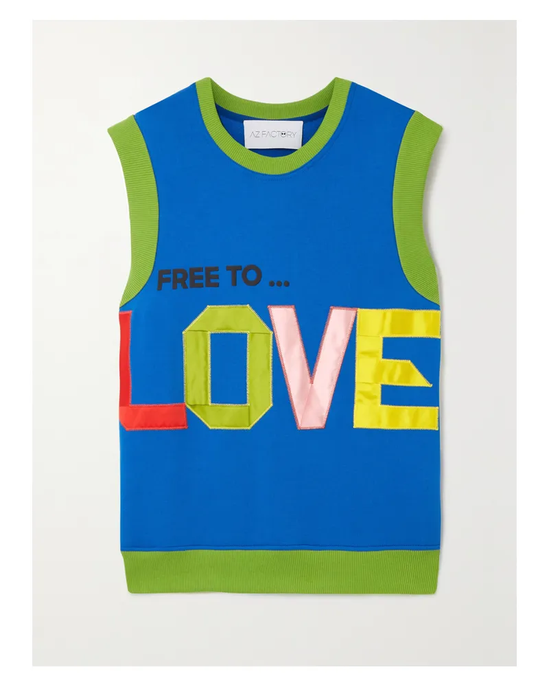 AZ FACTORY Free To Ärmelloser Oversized-pullover Aus Biobaumwolle Mit Intarsienlogo - Blau Blau