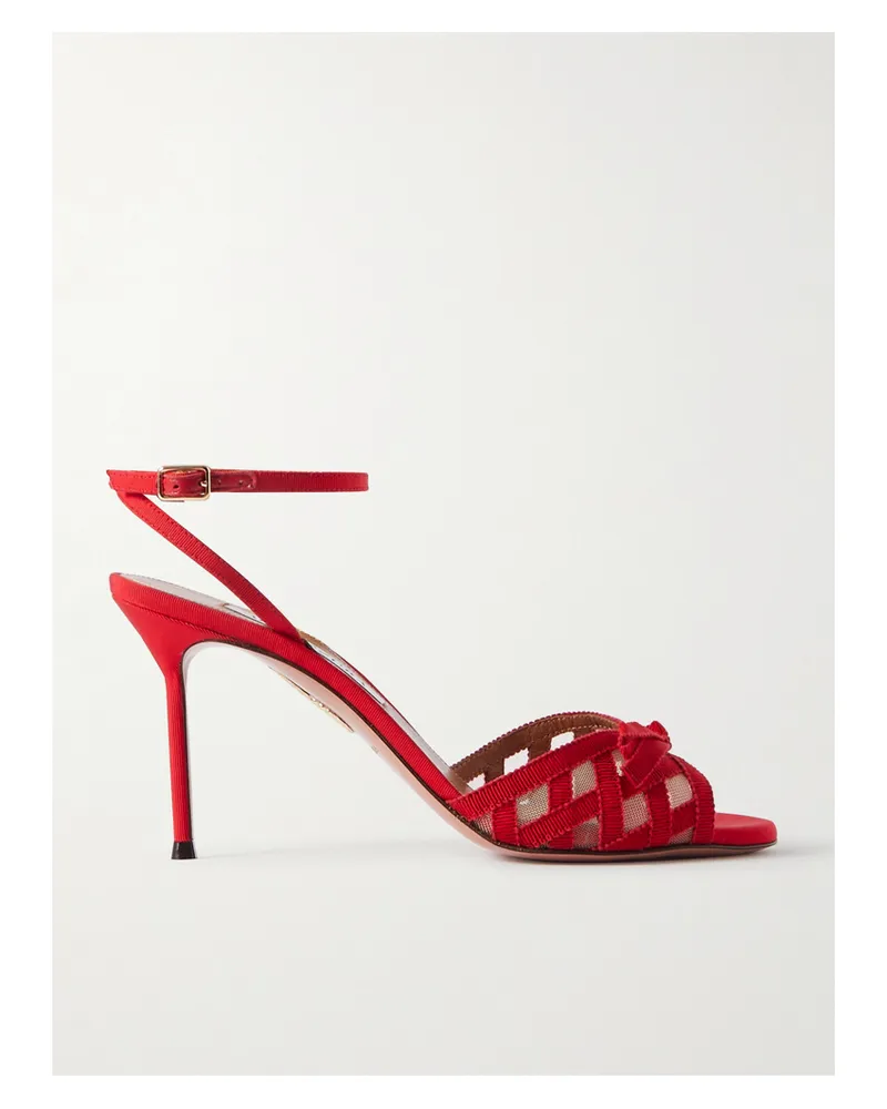Aquazzura Romance 85 Sandalen Aus Ripsband Mit Mesh-einsätzen - Rot Rot