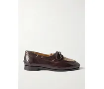 Pinar Calf Hair-trimmed Leather Boat Shoes - Brown