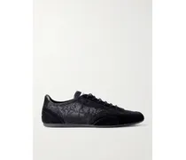 Sunny Leather-trimmed Suede And Lace Sneakers - Black