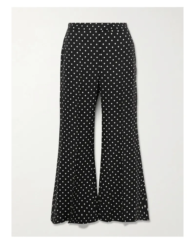 Valentino Garavani Polka-dot Grain De Poudre Flared Pants - Black Black