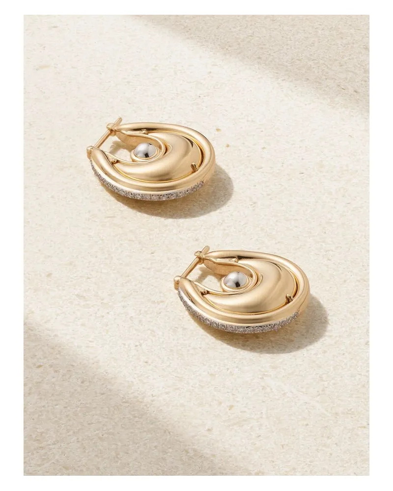 L’Atelier Nawbar Diana Big Creolen Aus 18 Karat Gold Mit Rhodiumauflage Und Diamanten Gold