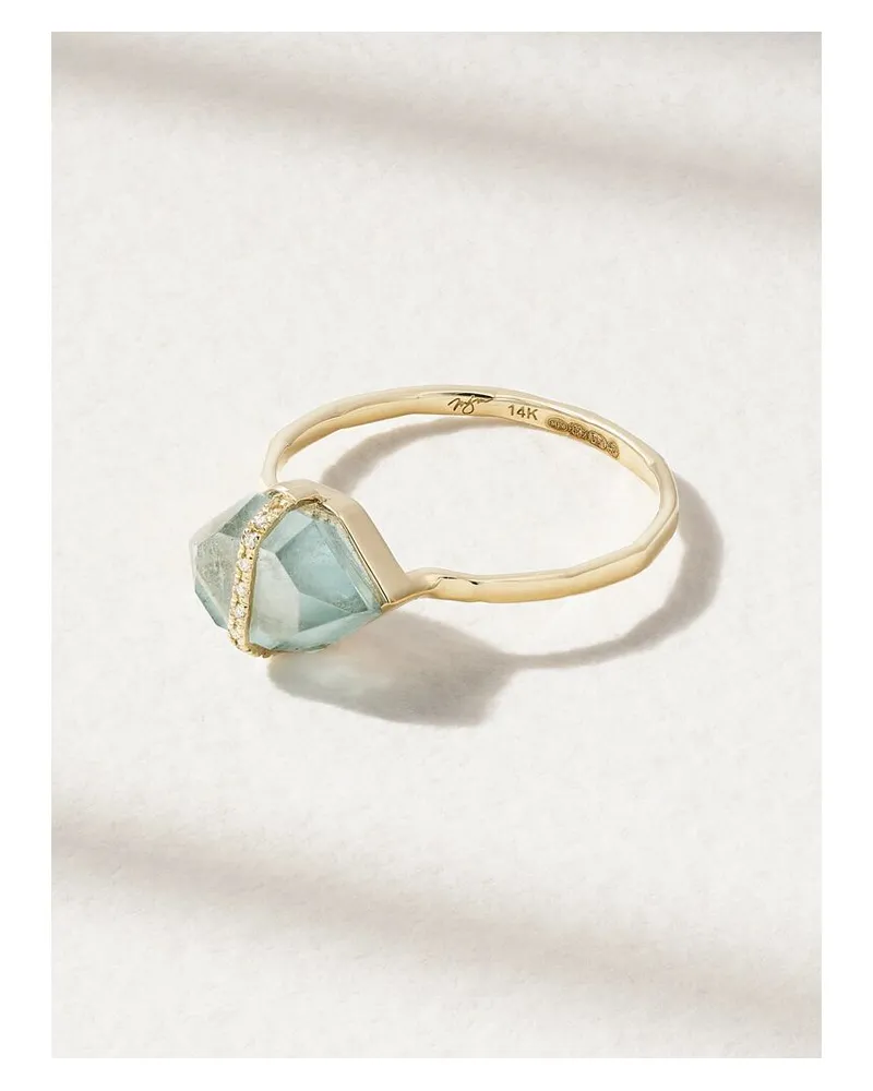 Melissa Joy Manning Ring Aus Recyceltem 14 Karat Gold Mit Aquamarin Und Diamanten - Blau Blau
