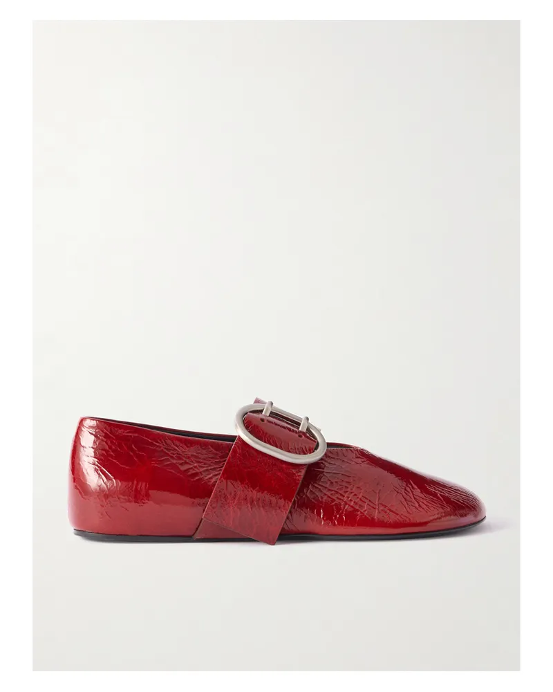 Jil Sander Mary-jane-ballerinas Aus Lackleder In Knitteroptik - Rot Rot