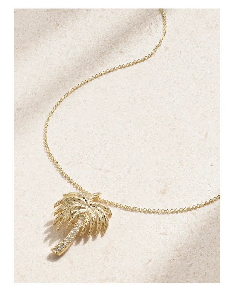 Sydney Evan Palm Tree Kette Aus 14 Karat Gold Mit Diamanten Gold