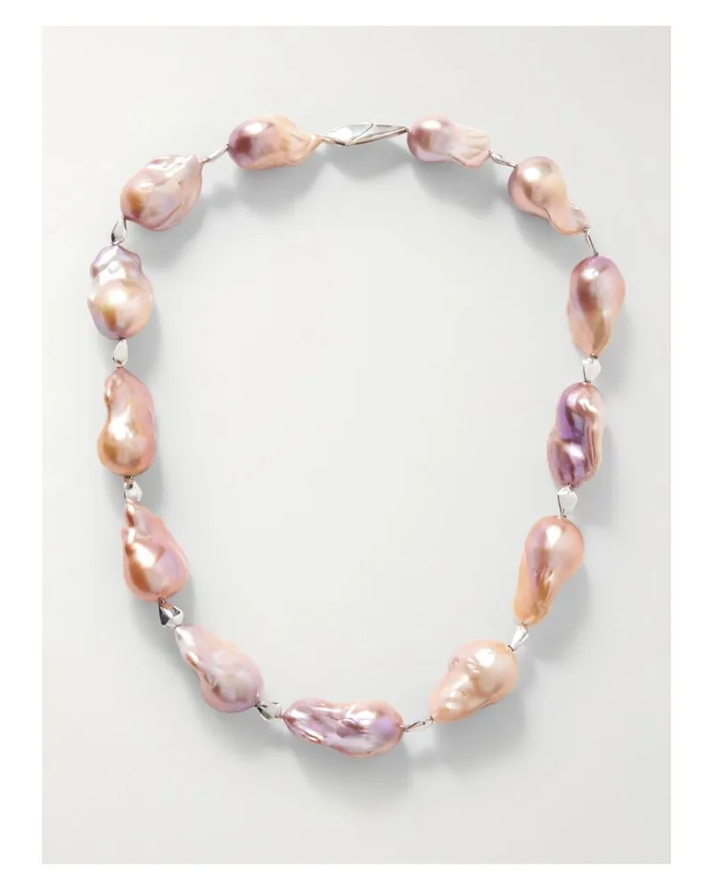 Bottega Veneta Perlenkette Mit Details Aus Silber - Pink Pink