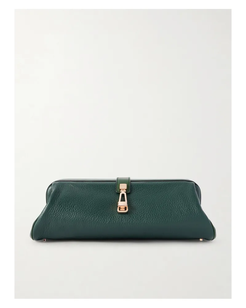 Gabriela Hearst Paola Textured-leather Clutch - Green Green