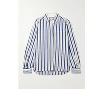 Daylight Hemd Aus Gestreifter Baumwollpopeline Mit Stickerei - Blau