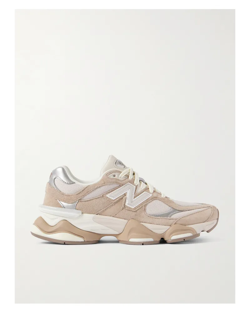 New Balance 9060 Sneakers Aus Veloursleder Und Mesh Mit Metallic-besätzen - Neutral Neutral