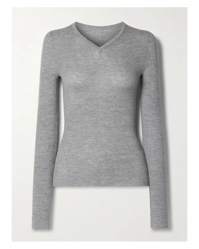 KHAITE Tania Oberteil Aus Einer Gerippten Wollmischung - Grau Grau