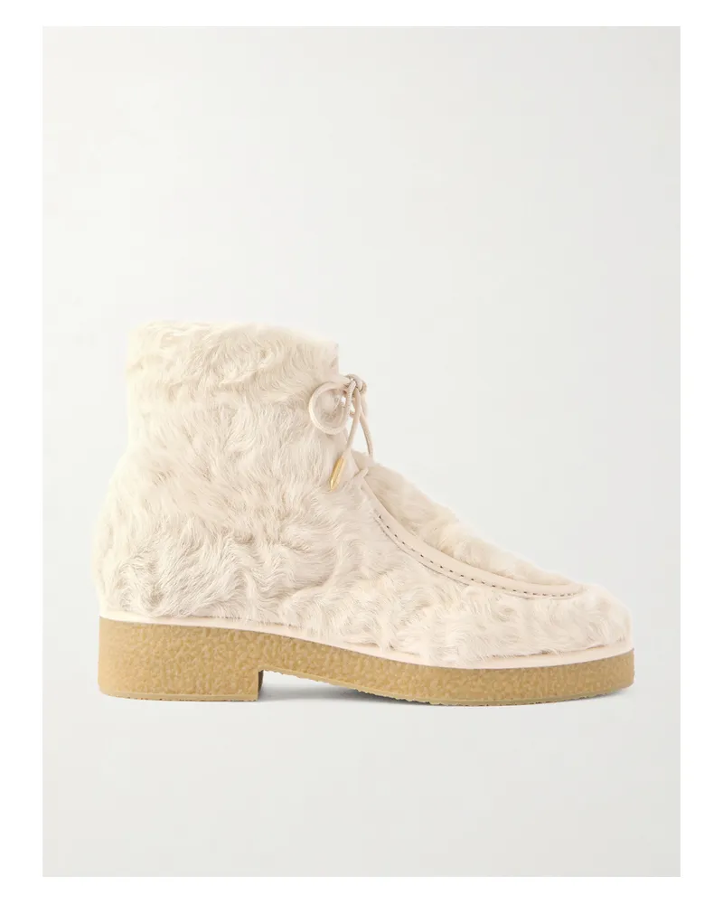 Aquazzura Frosty Schnürstiefel Aus Shearling - Creme Creme