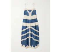 Awaken Lace-trimmed Denim Midi Dress - Blue