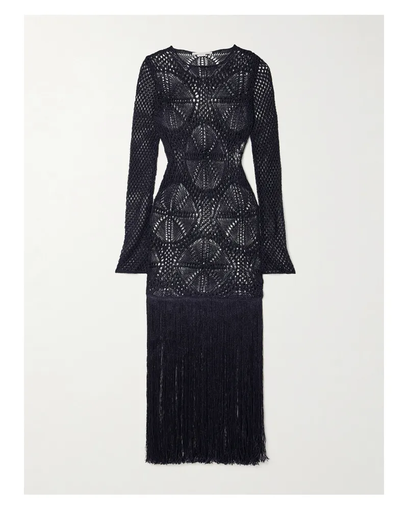 Stella McCartney Maxikleid Aus Häkelmaterial Mit Fransen - Blau Blau