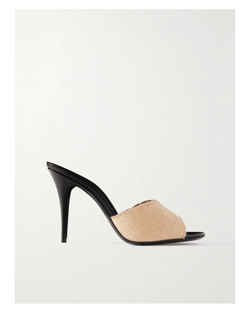 Saint Laurent La 16 Mules Aus Raffiabast - Neutral Neutral
