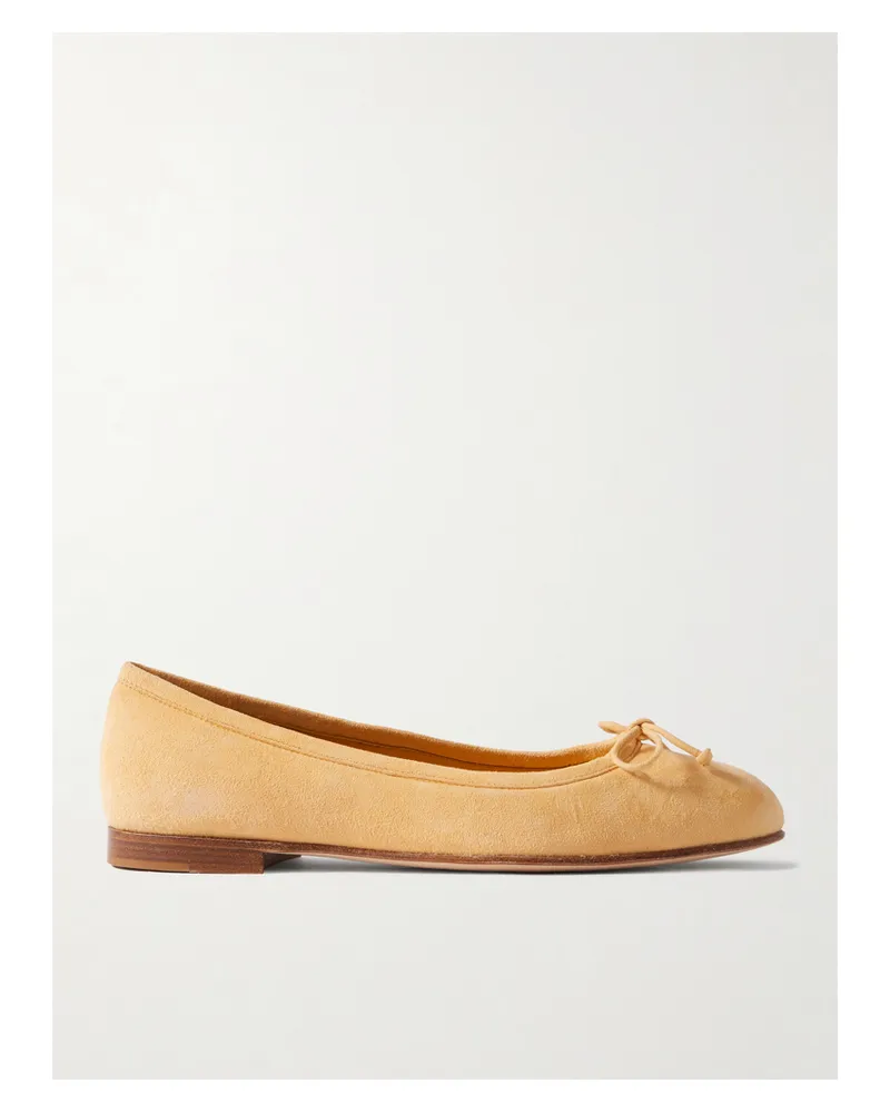 Manolo Blahnik Veralli Ballerinas Aus Veloursleder Mit Schleife - Gelb Gelb