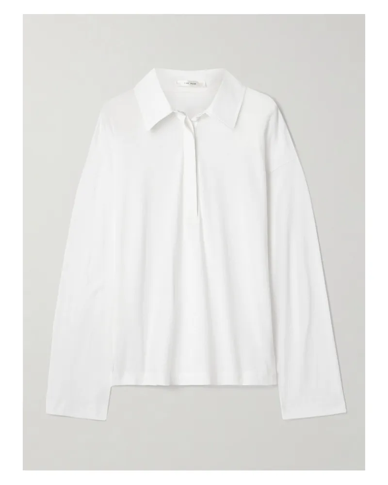 The Row Roddie Brushed Cotton-jersey Polo Shirt - White White