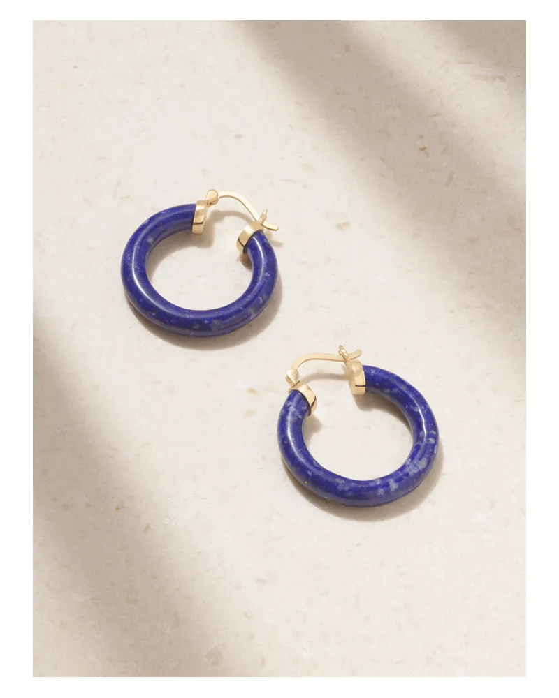 MATEO Creolen Mit Lapislazuli Und Details Aus 14 Karat Gold - Blau Blau