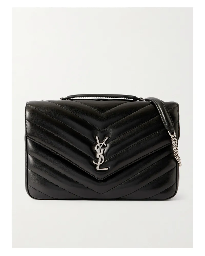 Saint Laurent Loulou Large Quilted Leather Shoulder Bag - Black Black