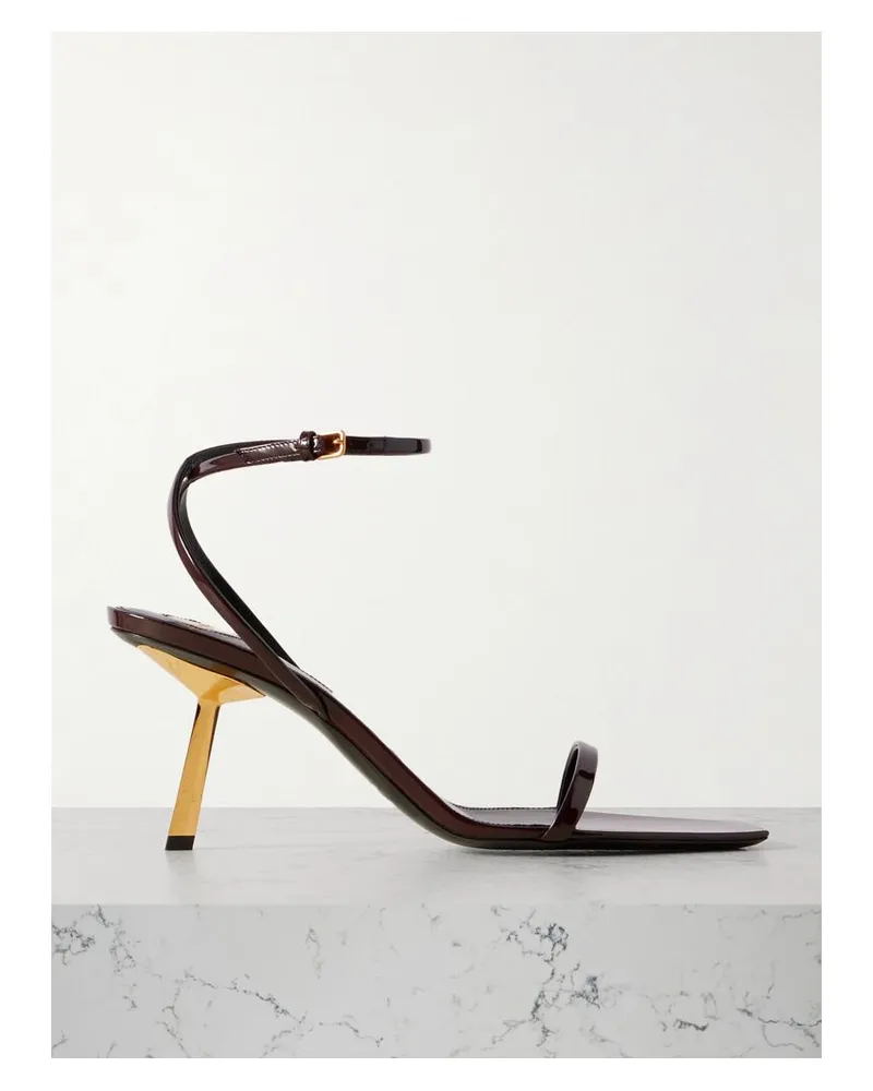 Saint Laurent Lee Sandalen Aus Lackleder - Braun Braun